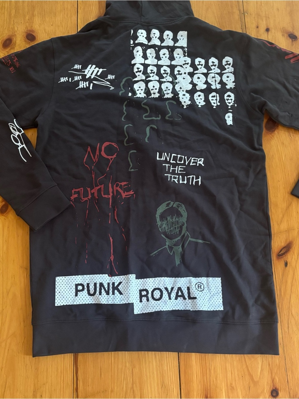 Punk Royal Graphic Full Zip Hoodie XL Black Streetwear - Picture 10 of 13